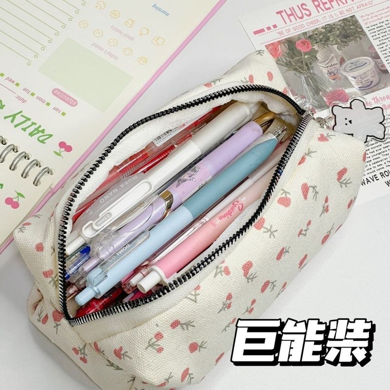 ガーリーで爽やかで可愛い花柄収納ペンバッグ、シンプルな文具バッグ、見栄えの良い大容量収納バッグ|undefined