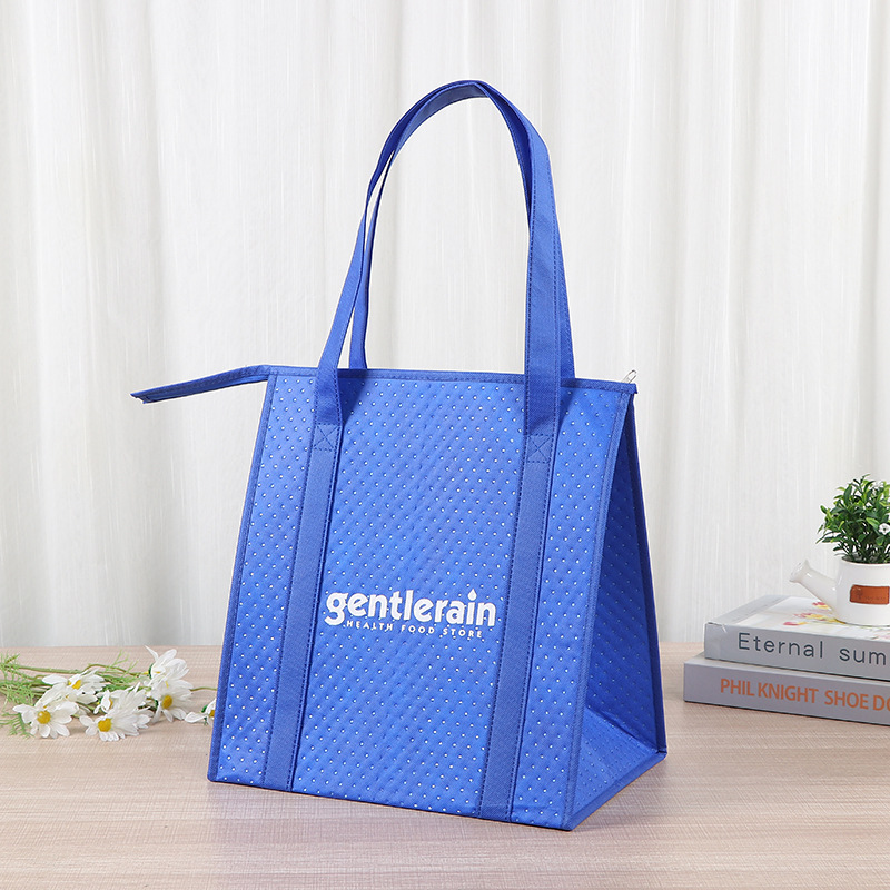 Bolsa de aislamiento de tela no tejida publicidad promoción bebida caliente postre bolsa de aislamiento de comida rápida bolsa de aislamiento de papel de aluminio con cremallera gruesa bolsa de aislamiento al por mayor