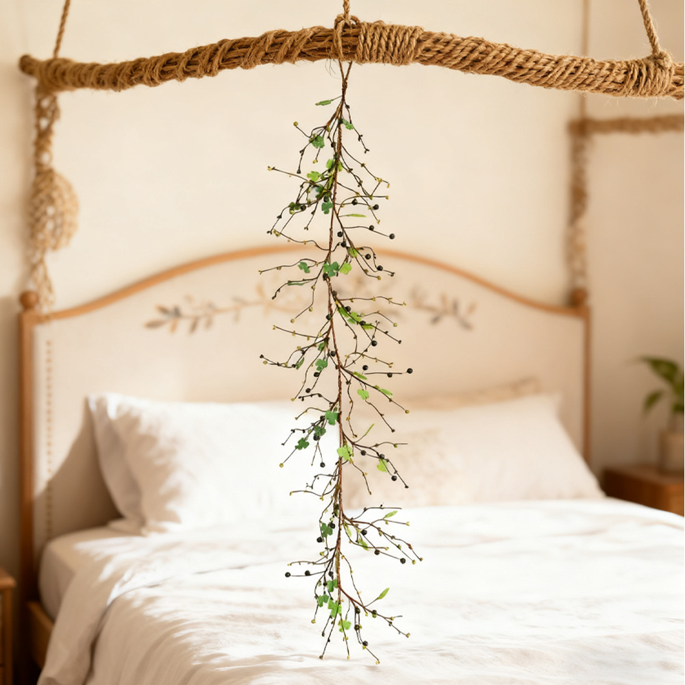 Día de San Patricio, tres hojas, vinas secas, árboles, decoración paisajística, ramas de exhibición colgantes de vinas falsas