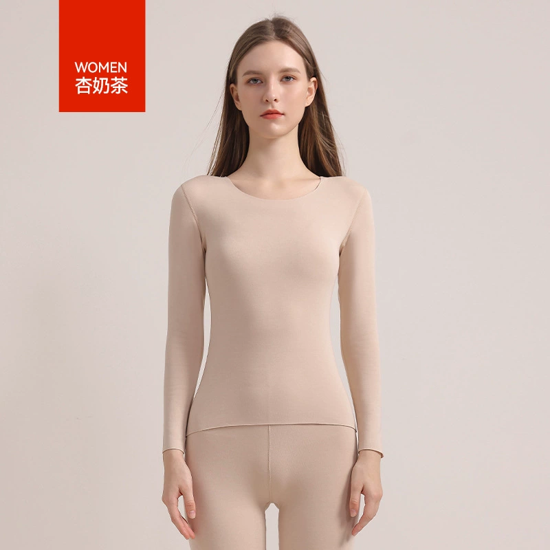 Velvet underwear, comfortable double-sided keep warm set with a round collar
