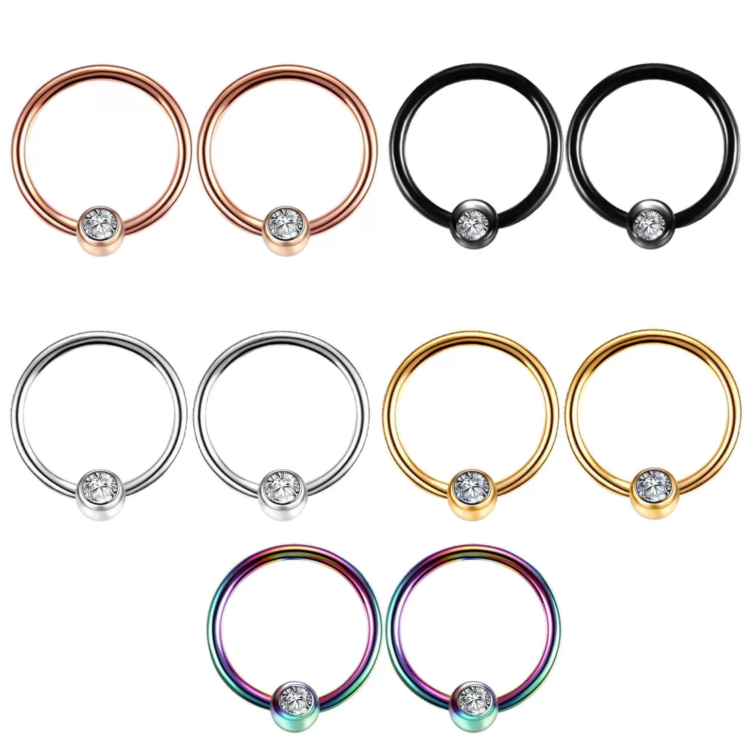 欧美不锈钢耳环亚马逊销售镶钻鼻环嘻哈朋克金属元素唇环厂家直供