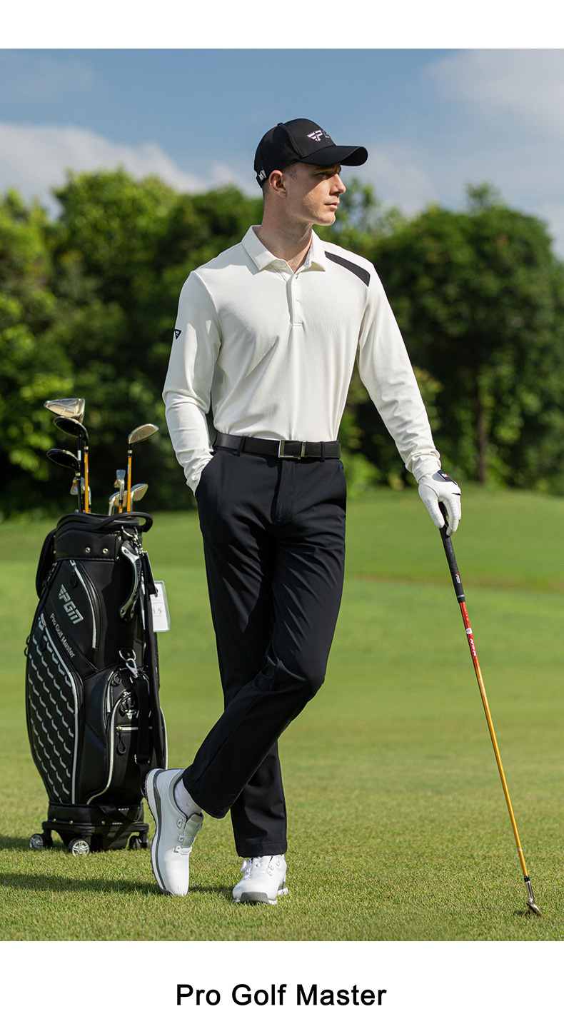 Áo polo golf nam dài tay PGM phối màu tương phản — KUZ167-màu trắng, YF630-Màu đen, YF630-màu cam, KUZ167-màu xanh hải quân chi tiết 8