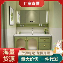 法式橡木深绿色浴室柜田园风陶瓷一体盆浴室柜组合新款卫浴洗脸台