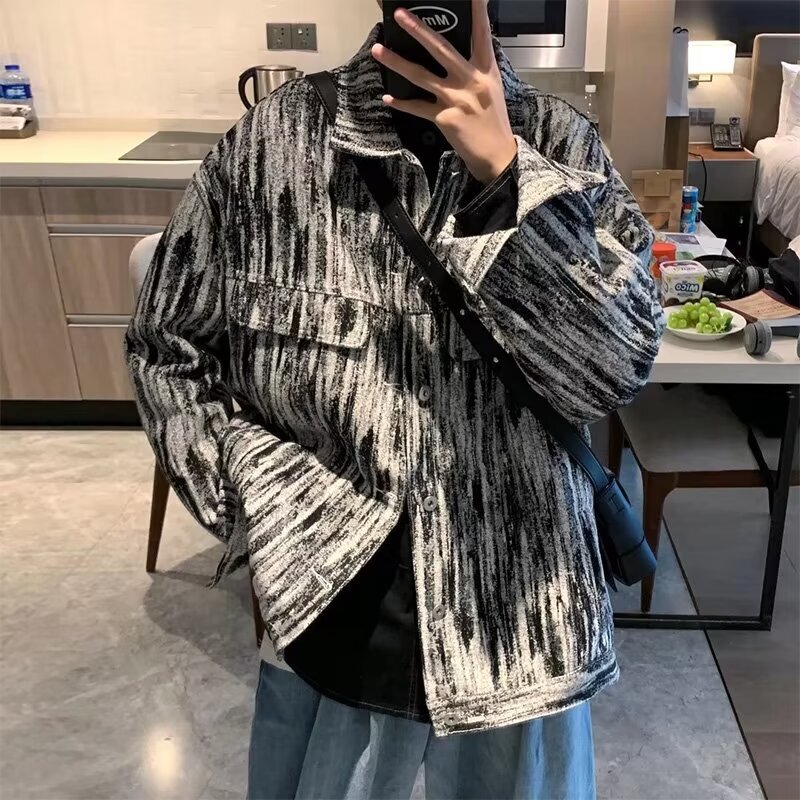 Street-Style Denim Jacket for Men, Spring and Autumn Trendy Brand, Ins Hong Kong Style Hip-Hop Jacket, Autumn Trendy Cool and High-End Top