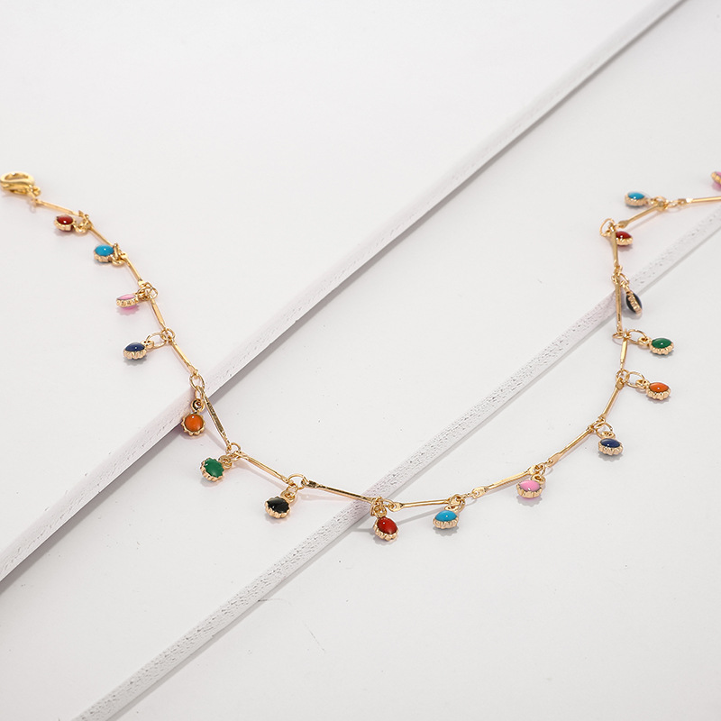 Round Pattern Women's Gender Simple Style Round Alloy Inlay Zircon Women's Necklace