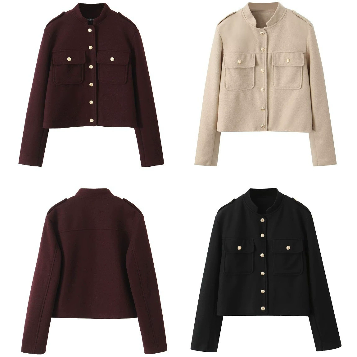 Женская одежда для внешней торговли, осень-зима 2025, модная куртка в европейском и американском стиле, однобортная, с воротником-стойкой и декоративными карманами, модель D56186