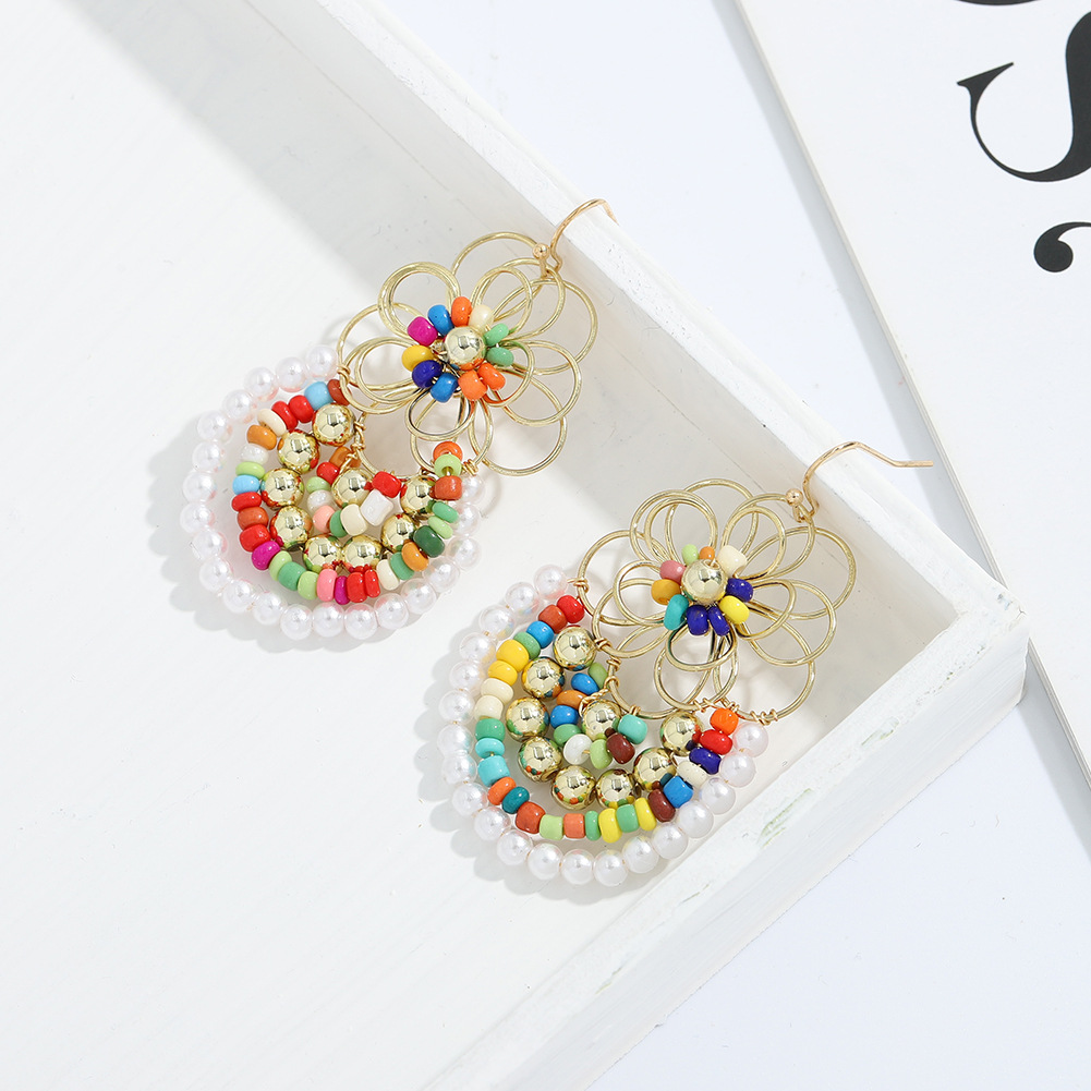 Pendientes De Flores Tejidas A Mano De Moda Bohemia display picture 20