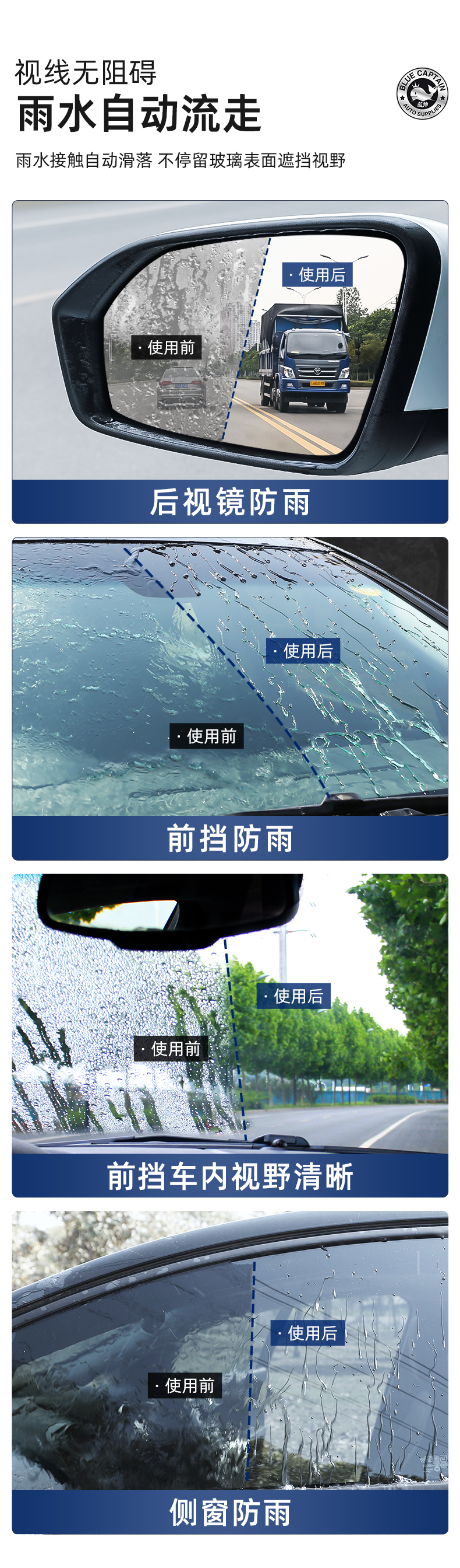 Glass anti-fogging agent rearview mirror rainproof mirror artifact oil film cleaning rainy film waterproof water drive car