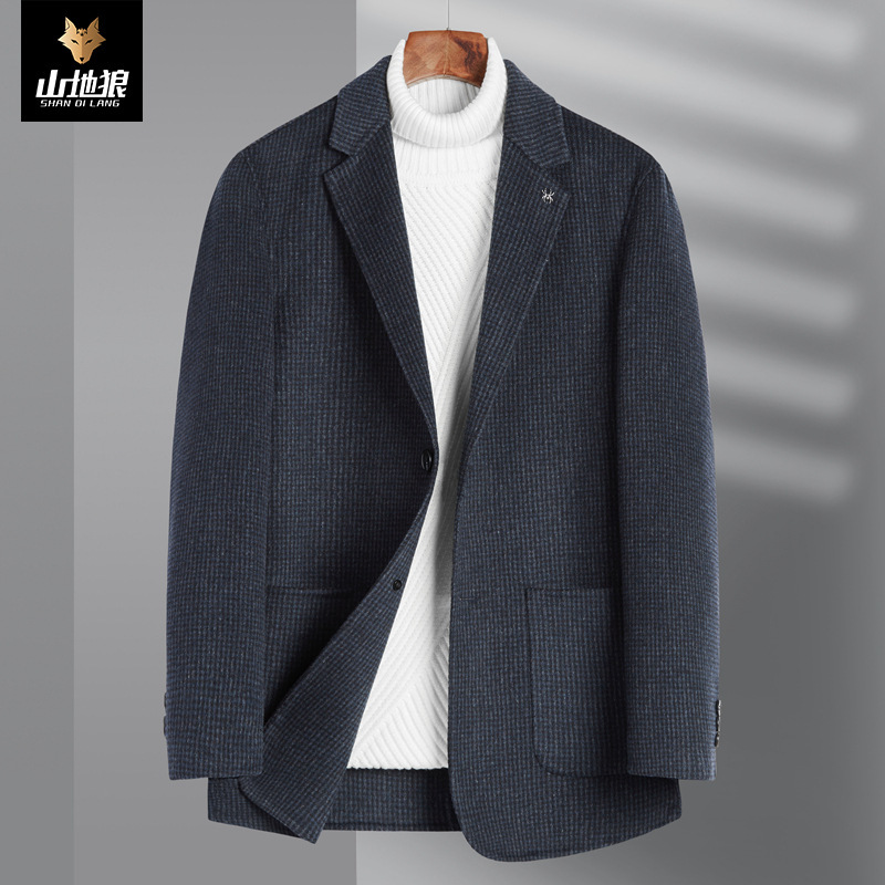 Woodpecker Men's Winter Wool Ready-To-Wear Three-Dimensional Patch Pocket Coat Plaid Cashmere Jacket Mid-Length Thickened Woodpecker Men's Winter Wool Ready-To-Wear Three-Dimensional Patch Pocket Coat Plaid Cashmere Jacket Mid-Length Thickened