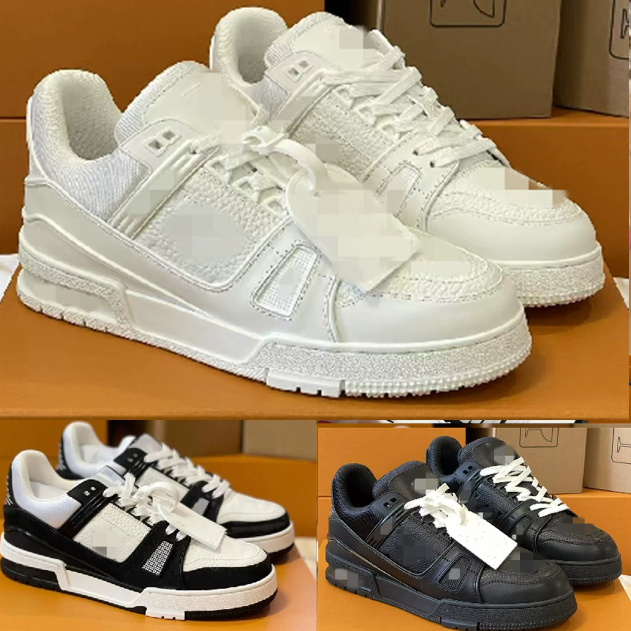First Layer Cowhide Pure Original Trainer Hollow Glue Craft White Cement Bread Shoes White and Black Panda Men's and Women's Shoes Sneakers