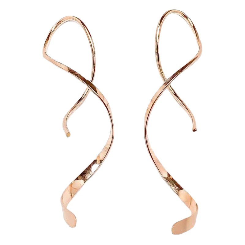 Pendientes de línea geométrica irregular europea y americana pendientes de curva de onda pendientes de metal trenzado en forma de espiral chapado en oro k pendientes en forma de s