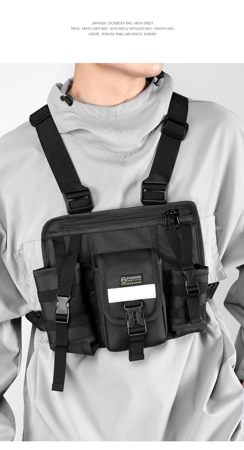 292g Weight Nylon Lining Material Zipper Closure Type Double Shoulder Straps Strap Type Fanny Pack Bags Type Travel, Camping & Hiking Occasion Nylon Material Hiking Backpack Backpack Solid Color Pattern All Seasons Season Men's Gender Sports Style Square Shape Men's Solid Color Nylon Zipper Fanny Pack Hiking Backpack