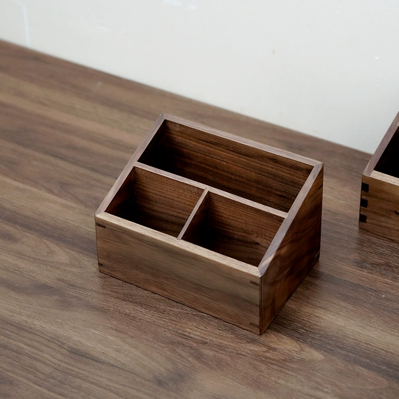 Настольный ящик для хранения из массива черного ореха, ретро-органайзер для гостиной с пультом дистанционного управления, деревянный ящик для хранения косметики для спальни