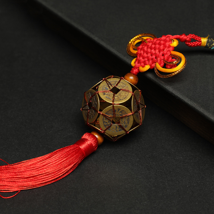 Real copper five emperor money wholesale ten emperor money door to door Chinese knot gourd pendant door plum flower money road pass copper money