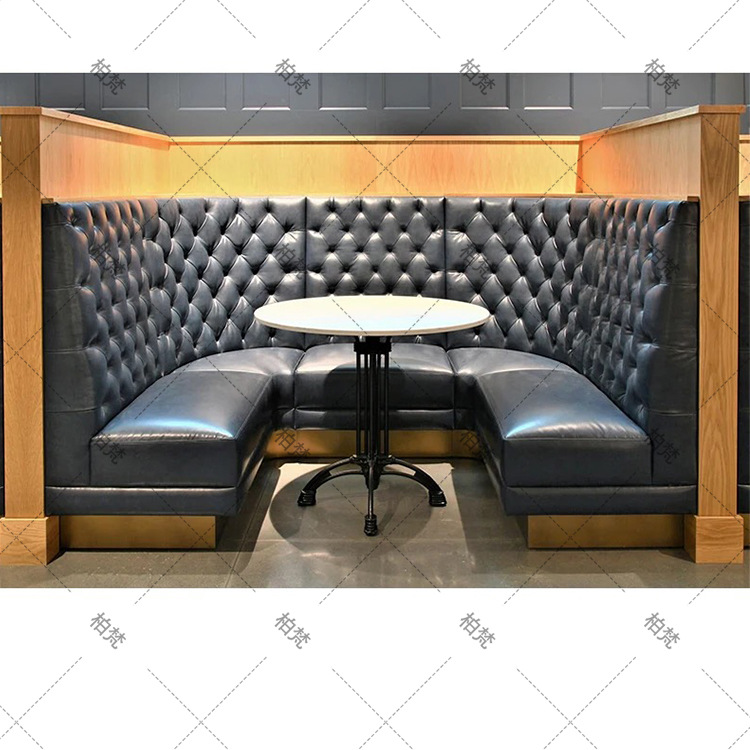 Almacenamiento sofá de madera sólida sofá curva de forma especial contra la pared cafetería cadena de tiendas restaurante comercial exclusivo transfronterizo