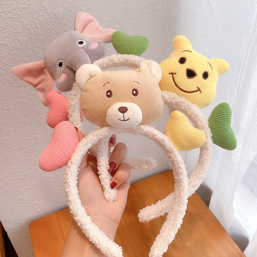 Korean-style cute cartoon 3D milk bottle bear headband for girls, Korean-style face washing hair tie, adorable love bear ear headband