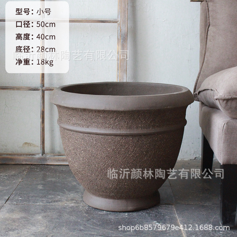 Plantas grandes macetas decoración de la villa de hierro árboles grandes macetas de arena púrpura macetas de cerámica gruesa macetas de cerámica marrón maceta