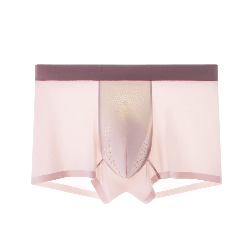 Procesamiento de ropa interior de seda de hielo para hombres de verano personalizados, pantalón bóxer cómodo transpirable ultrafino de dopamina, cabeza de pantalones cortos para hombres