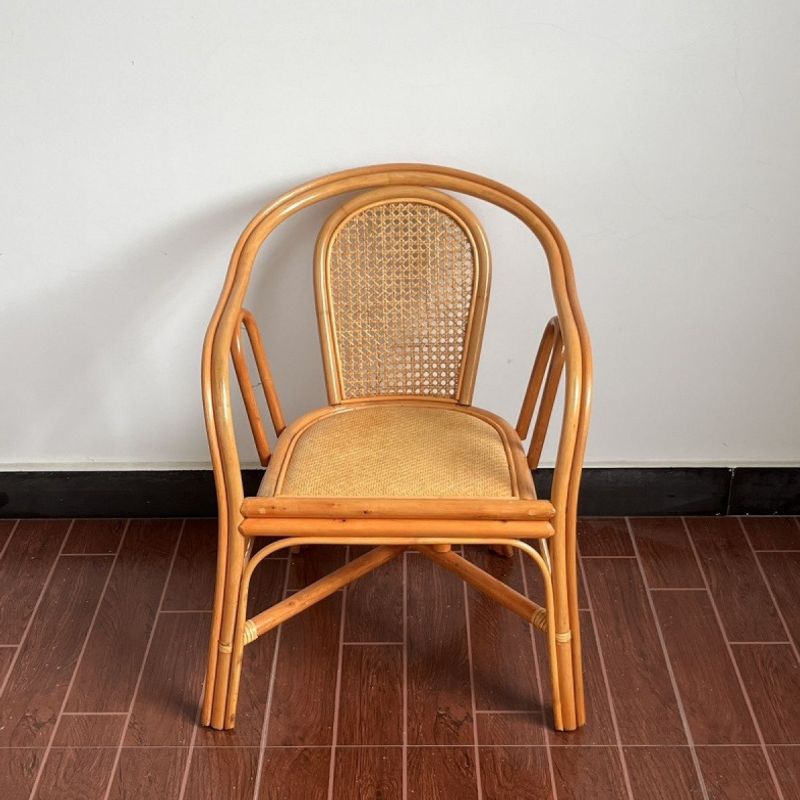 Rattan Chair, Real Rattan Woven Office Chair, Home Leisure Chair for the Elderly with Armrests, Balcony Living Room Chair, Single Seat, Free Shipping
