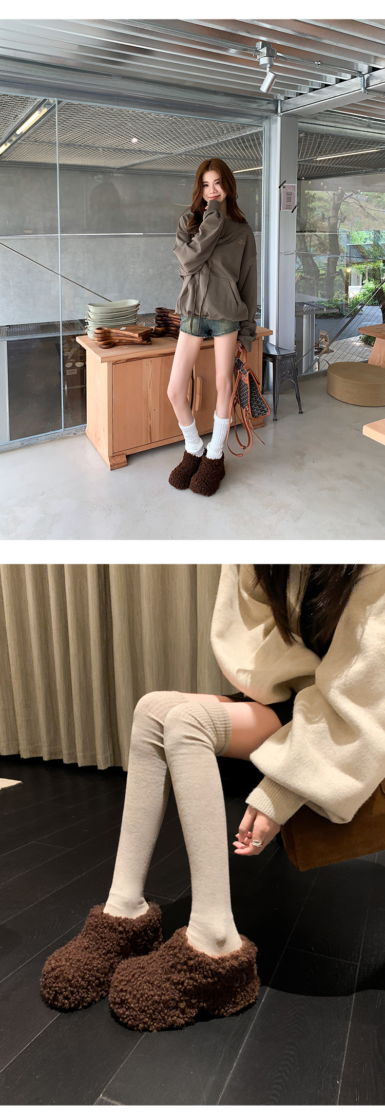 Dép bông Birkenstock đế trong siêu dày nữ, lót lông cừu ấm áp, mũi nhọn len cừu, form bao bọc — Lớp lót nhung đen, Lớp lót nhung màu nâu, Lớp lót đơn màu trắng nhạt, Màu đen một lớp chi tiết 28