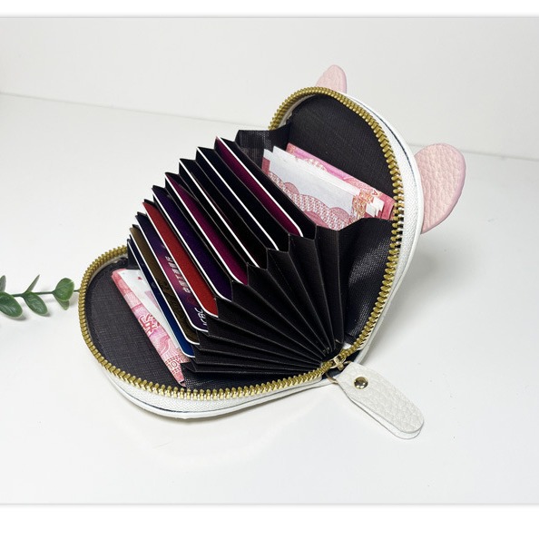 Nueva bolsa de tarjetas de órgano en línea para mujeres estudiantes ligeros cerdo cerdo cremallera multi-tarjeta cubierta de tarjetas lindas tarjetas cambio al por mayor