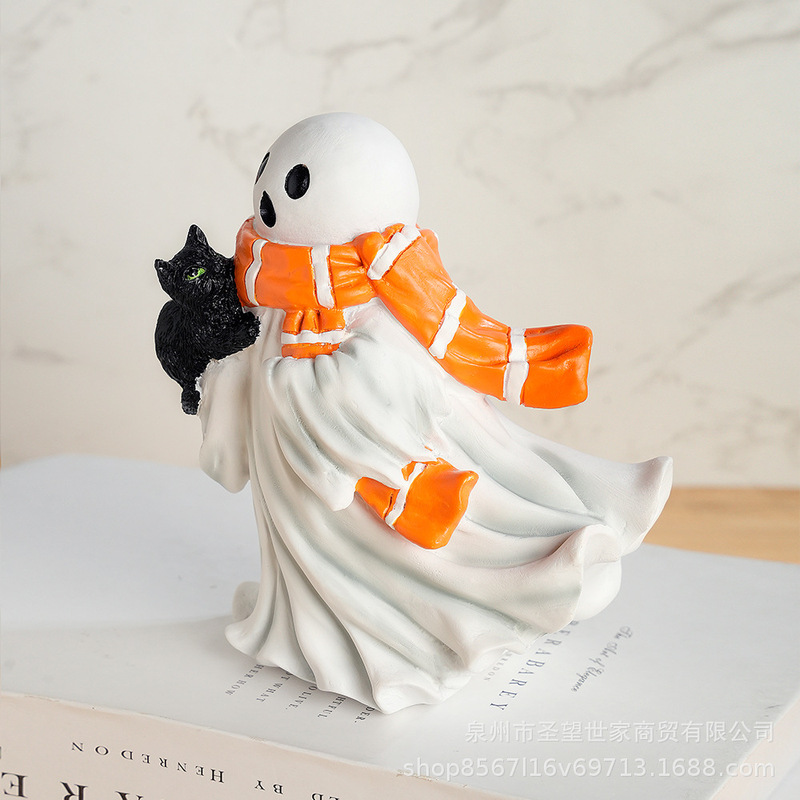2025 クロスボーダー新製品ハロウィンホリデーデコレーション装飾品漫画ゴースト黒猫ホームデスクトップ雰囲気装飾|undefined