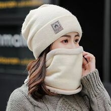 帽子女冬天韩版休闲骑车保暖加绒加厚防寒护耳女士围脖毛线帽秋冬