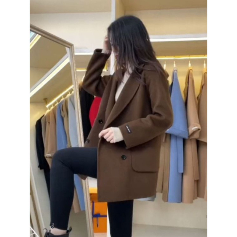 中长款西装毛呢外套女2024冬季新款爆款大码胖休闲加厚妮子大衣