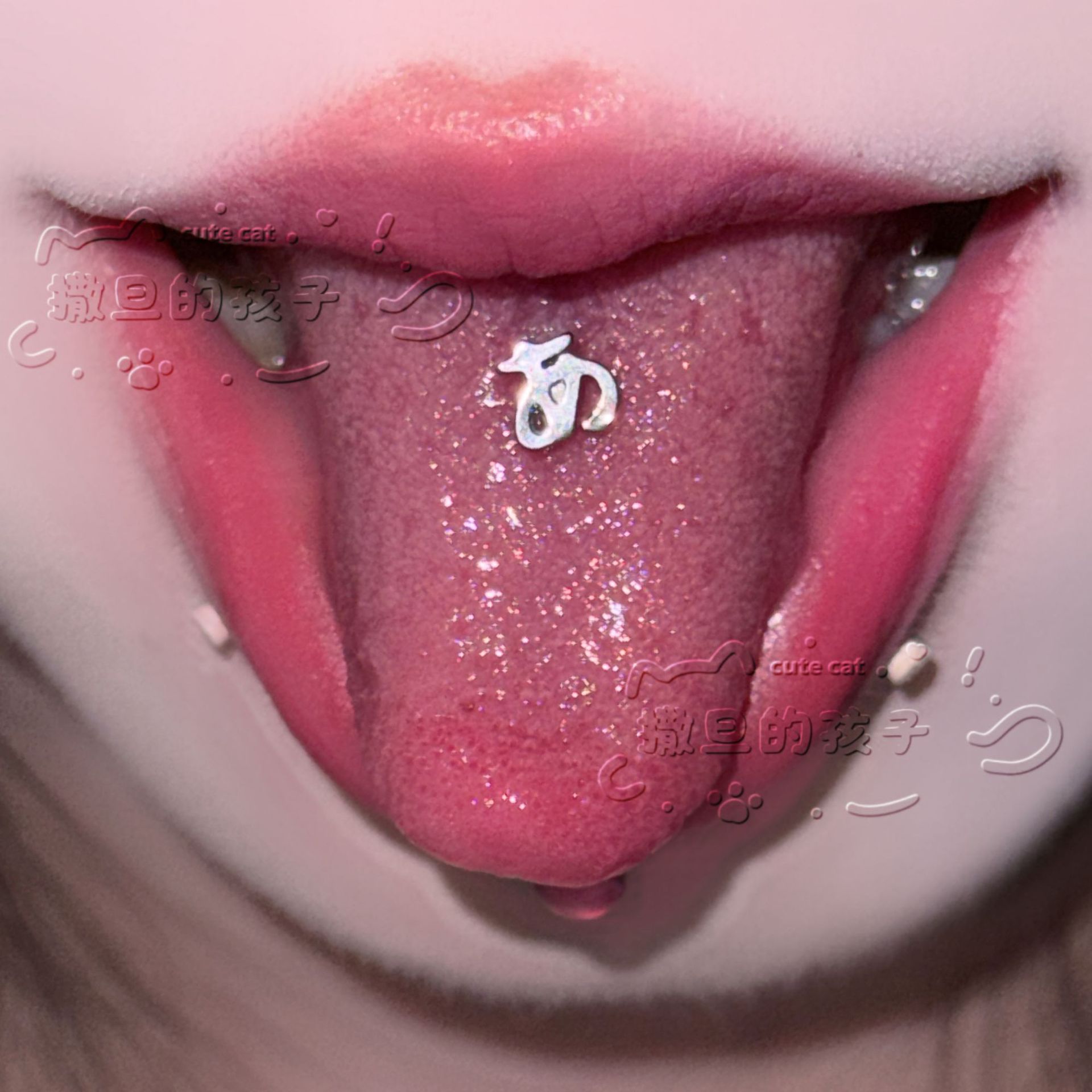 Satan's Children Subculture Tongue Ring - 16mm Bar, 1.6mm Gauge, Drinkable Tongue Nail, Titanium Steel Body Piercing Jewelry detail image 2