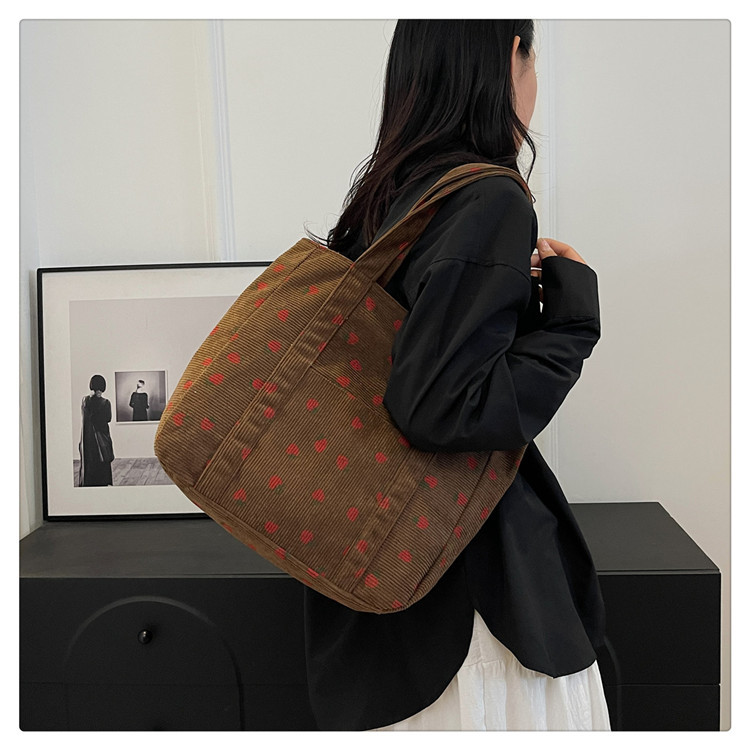 Women's Large Corduroy Strawberry Streetwear Sewing Thread Square Zipper Handbag display picture 32