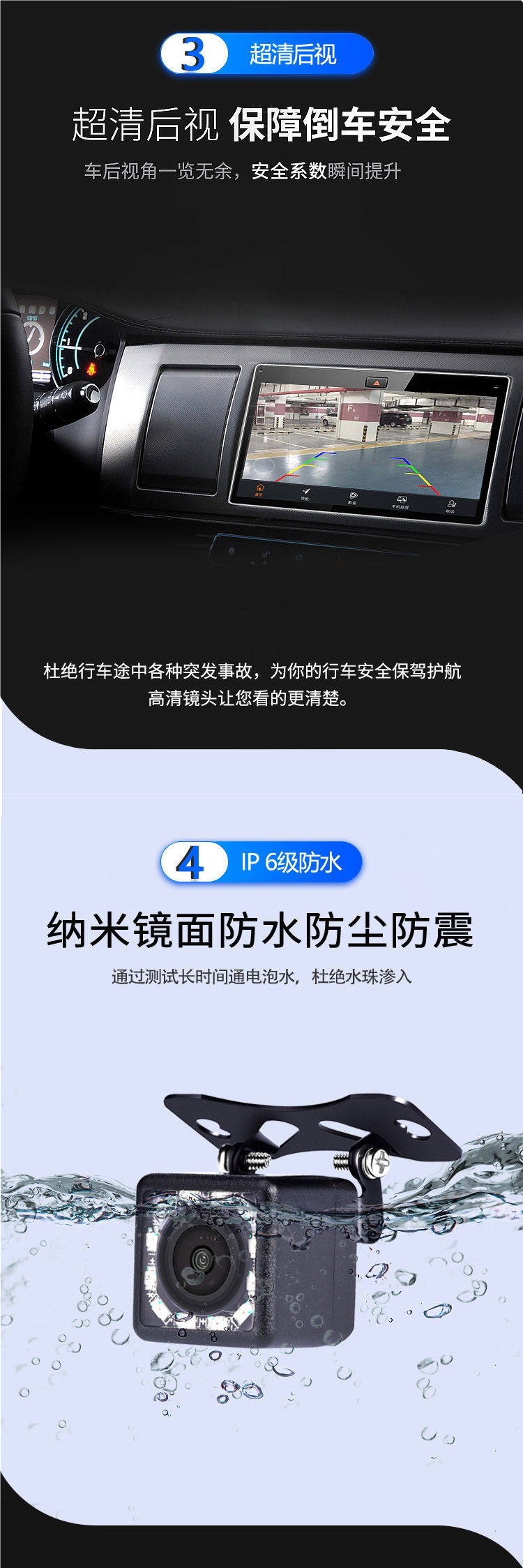 Car Rearview Camera Waterproof High-Definition Dvd Navigation 12V Car Reversing Image Ccd/Ahd Dedicated