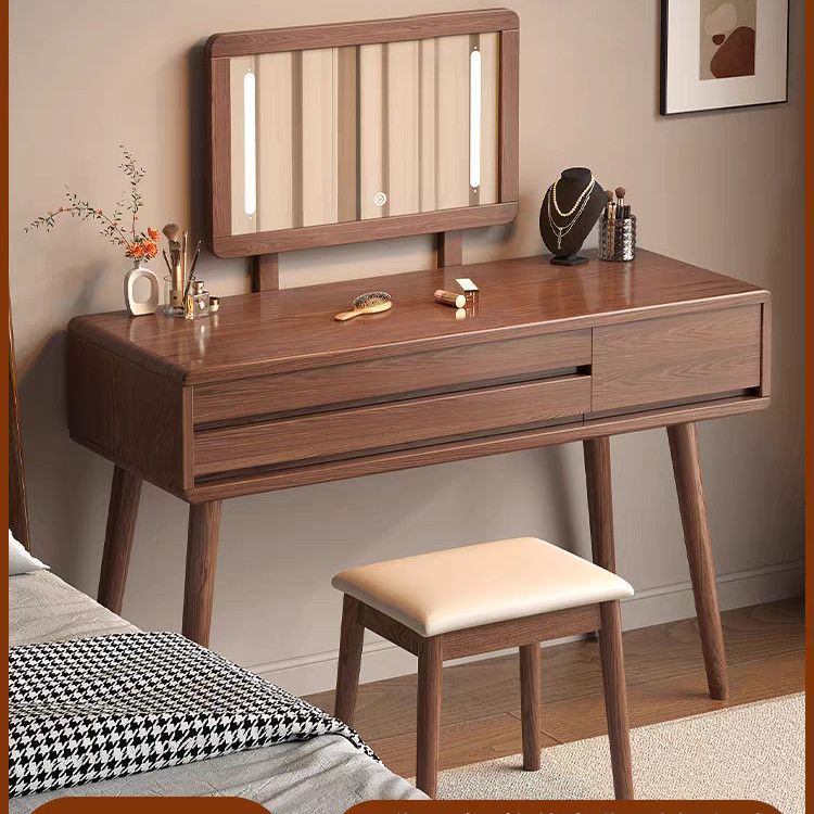 Pure Solid Wood Dressing Table for Bedroom, Small and Simple, New Chinese Style, Retro Style, Mortise and Tenon Craftsmanship, Environmentally Friendly, Odorless, Ready for Delivery