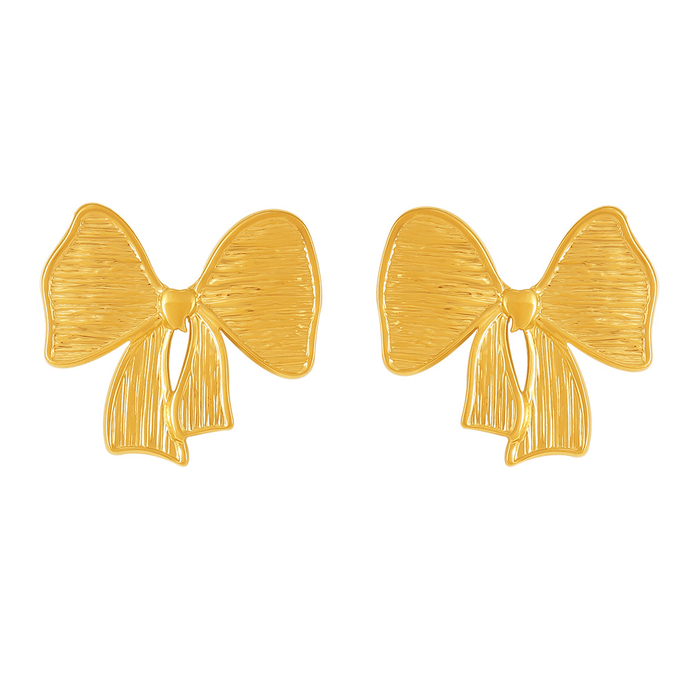 Square Sugar Bow Earrings, Women's Titanium Steel PVD Vacuum Color Preservation High-end Earrings_voghion.com