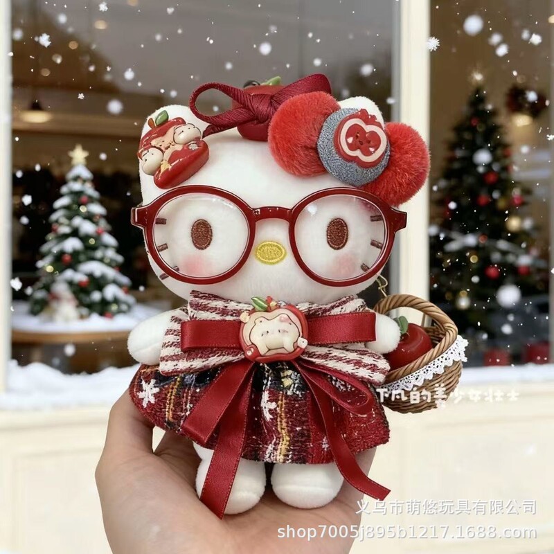 Hellokitty Bag Pendant Christmas Scarf Set Cute Plush Doll Keychain Pendant Gift
