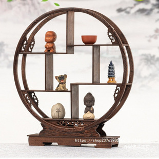 Chinese-Style Multi-Treasure Cabinet Dessert Stand Display Rack Chicken Wing Wood Solid Wood Storage Ornament Rack Purple Clay Pot Antique Rack Small Rack