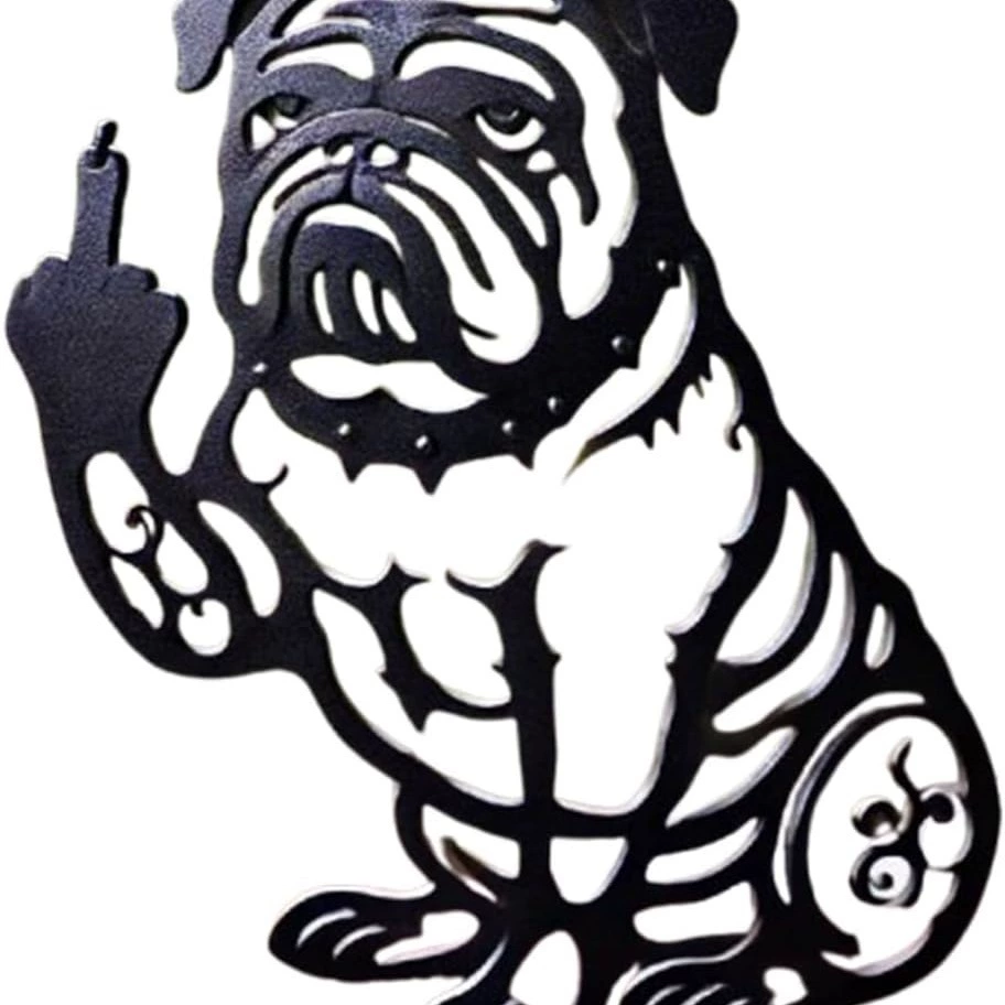 Забавный металлический садовый декор в виде бульдога, французский средний палец Bulldo