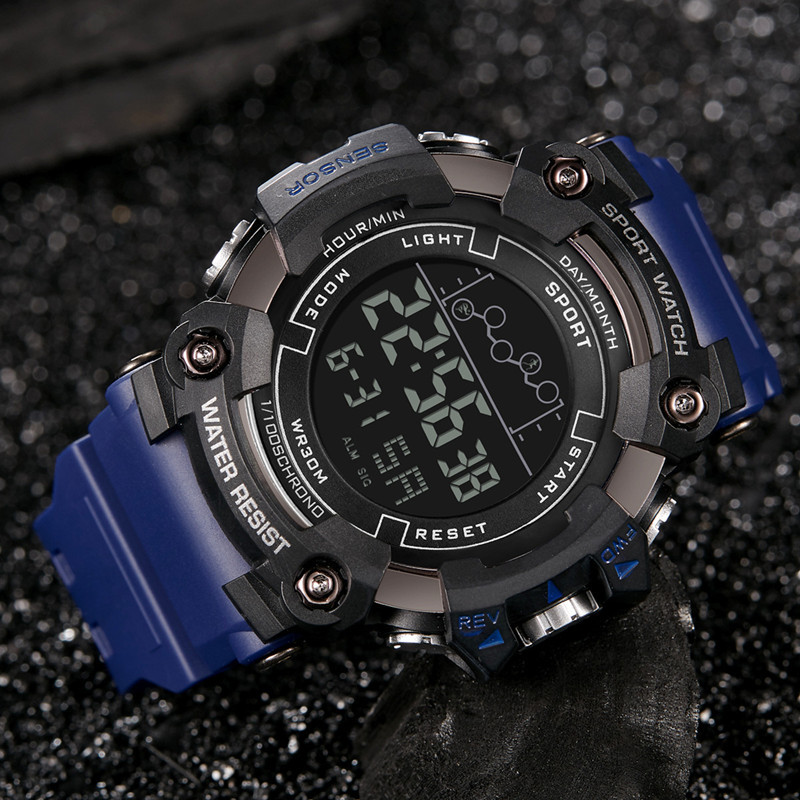 Reloj digital LED multifuncional de moda para hombres deportes al aire libre reloj impermeable tendencia pantalla única reloj electrónico luminoso