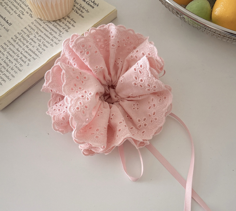 Versión coreana del lazo para el cabello con cordón de encaje ins, cuerda para el cabello de intestino grueso, nueva lazo de encaje de cuatro capas para las mujeres
