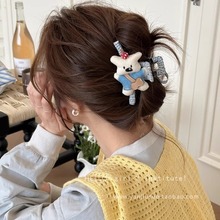 趣味可爱挎包小狗格纹抓夹2025新款后脑勺鲨鱼夹卡通萌趣玩偶发饰