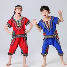 六一儿童非洲鼓演出服幼儿园手鼓套装野人印第安人舞蹈表演服装