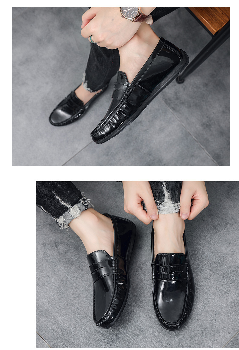 Bean shoes men soft soles all business bright casual shoes men's loafers_vogvips.com