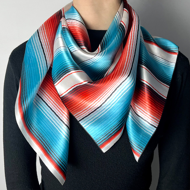 Women's Fashion Stripe Satin Printing Silk Scarves display picture 2