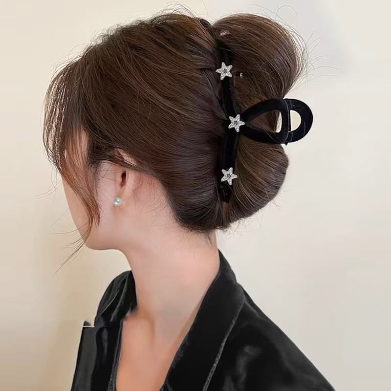 Flocked black three five-pointed stars 13cm