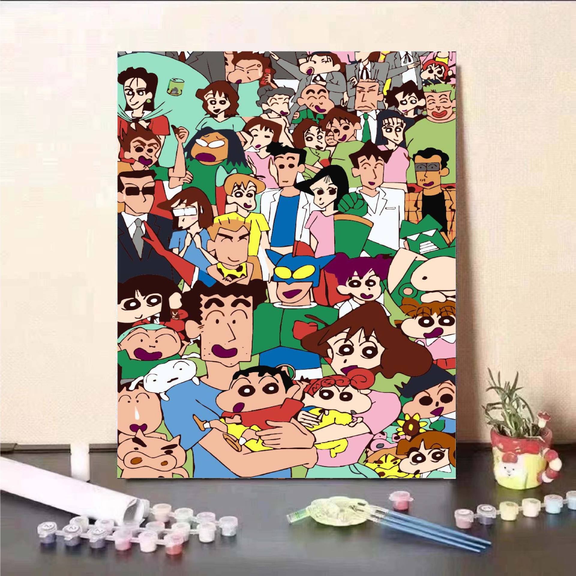 Personaje de yuanes animado bidimensional DIY pintura al óleo digital descomprimida a mano nicho pintura de relleno de color