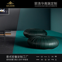 Italian Minimalist Sofa Bench Living Room Genuine Leather Round Footstool Designer Closet Creative Lazy Round Block