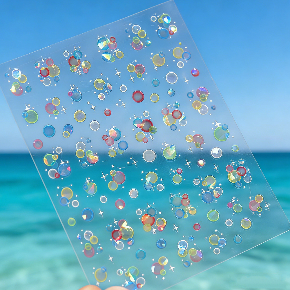 Summer Cool Ocean Bubble Nail Stickers Japanese Style Dreamy Bubble Children's Nail Stickers Nail Decoration Decals