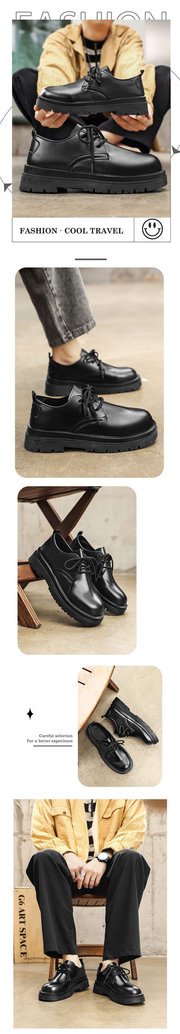 ShoeVault 2025 - Nouveau derby à semelle épaisse avec bout renforcé, style business, tendance, antidérapant, résistant à l'usure, cuir décontracté_voghion.com