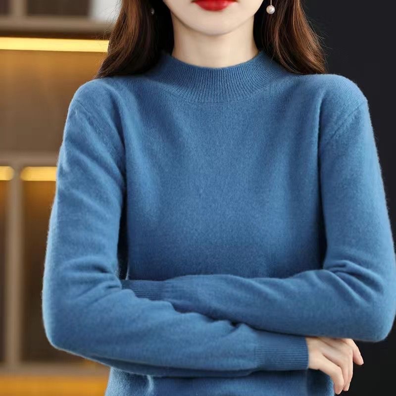 秋冬の新型の中襟のセーターの女性のプルオーバーのニットの中は長袖を掛けます。|undefined