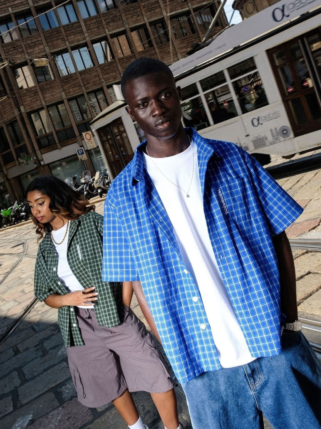 Cross-Border Mertra Men's Off-Shoulder Summer New Small Plaid Short-Sleeved Shirt Thin Jacket Top Loose and Casual