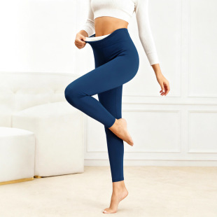Cross-border fleece-lined Leggings Women's High Waist Winter Yoga Pants Belly Soft Warm Suitable for Hiking Exercise